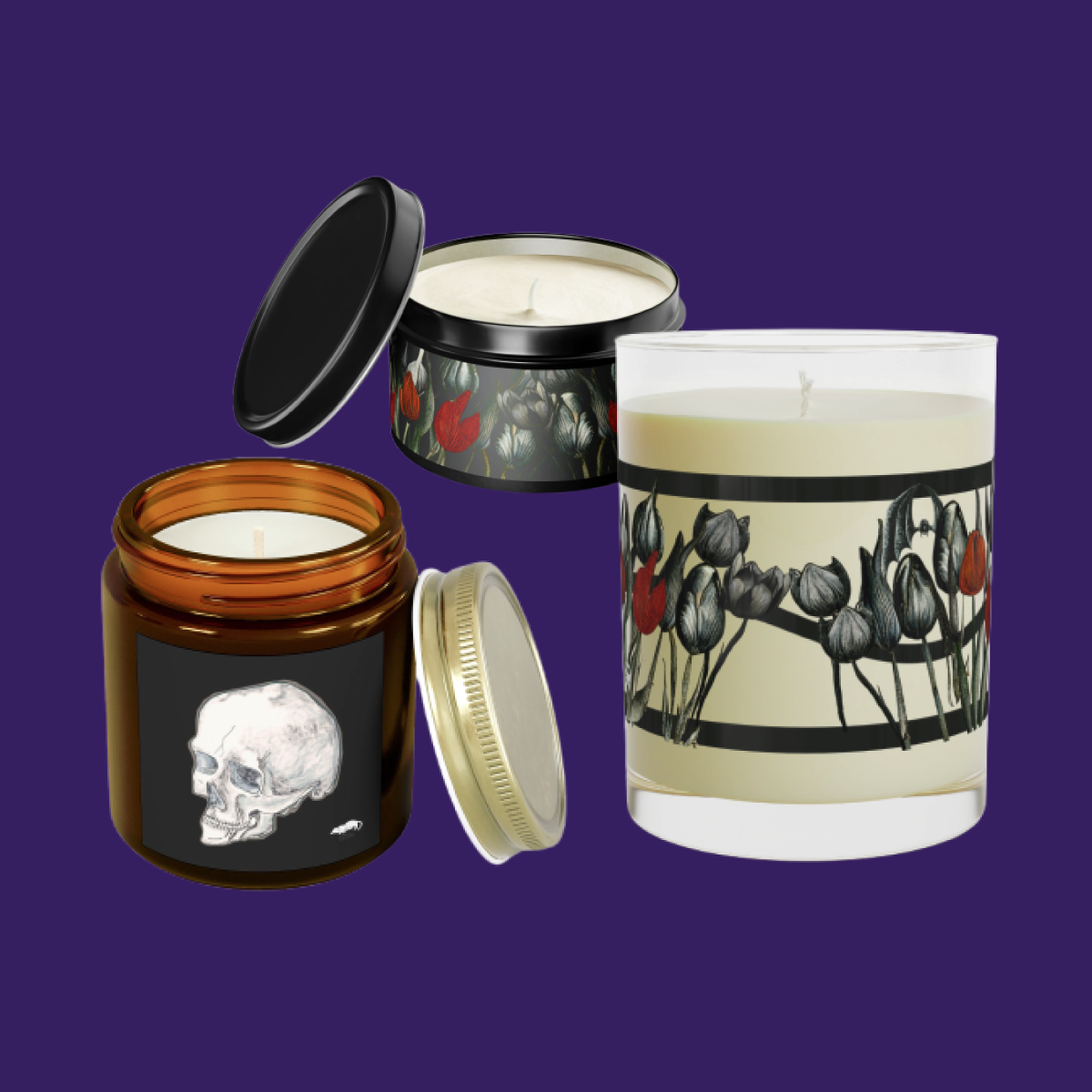Black Cat Cottage Etched Glassware and Hand-Poured Candles