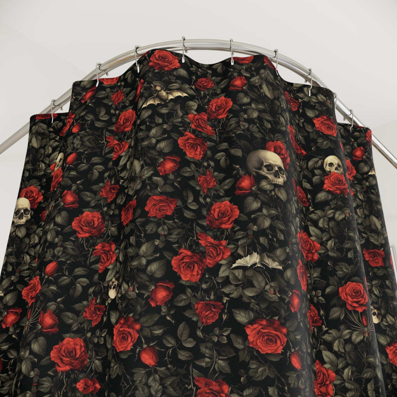 Roses and Skulls Shower Curtain