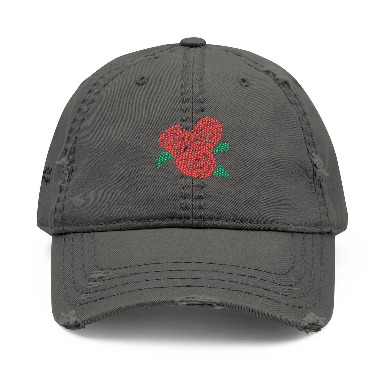 Distressed Hat with Gothic Floral Embroidery | Distressed Goth Punk Style
