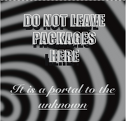 The "Do Not Leave Packages Here, It is a Portal to the Unknown" Acrylic Sign by Printify features black and white spirals, bold text, and a humorous warning—making it a hypnotic, customizable package delivery sign for your door.