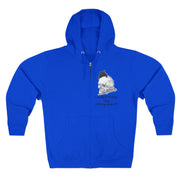 The Understood the Assignment Zip-Up Hoodie by Printify is a stylish unisex zip-up featuring a left-facing black and white cat with text on the front. It includes a drawstring hood and front pockets, seamlessly combining comfort with internet culture flair.