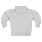 The Understood the Assignment Zip-Up Hoodie by Printify is shown from the back, displaying a plain gray design with long sleeves and a hood. Its soft, slightly textured fabric enhances its minimalist charm, ideal for those embracing their dark side without logos or designs.