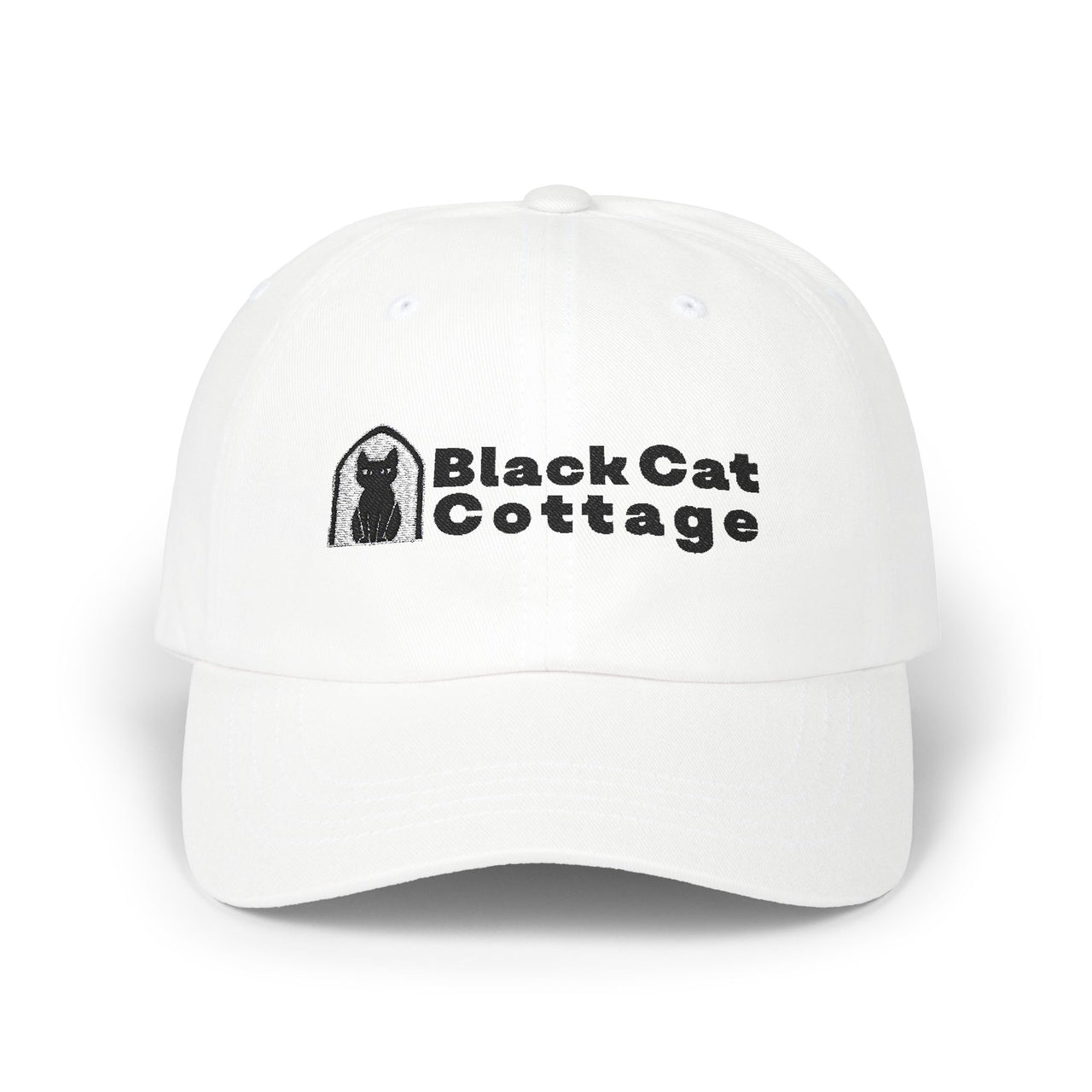 New Classic Dad Cap / Ball Cap with Black Cat Cottage Embroidery - Black Words - Stylish Sun Protection