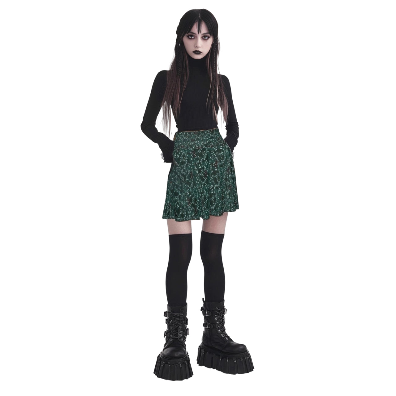 Black Cat Knives Out Skater Skirt